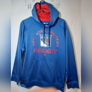 Majestic NHL New York Rangers Hockey Hoodie Sweater  Mens Tall Large